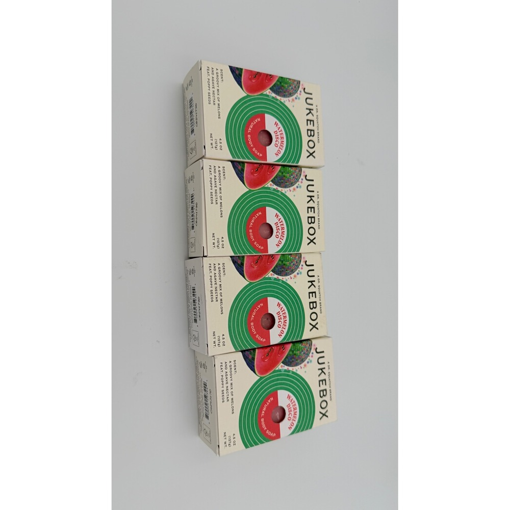 Dr‎ Squatch Jukebox Watermelon Disco Natural Body Soap 4.5oz 4 Pack Bundle